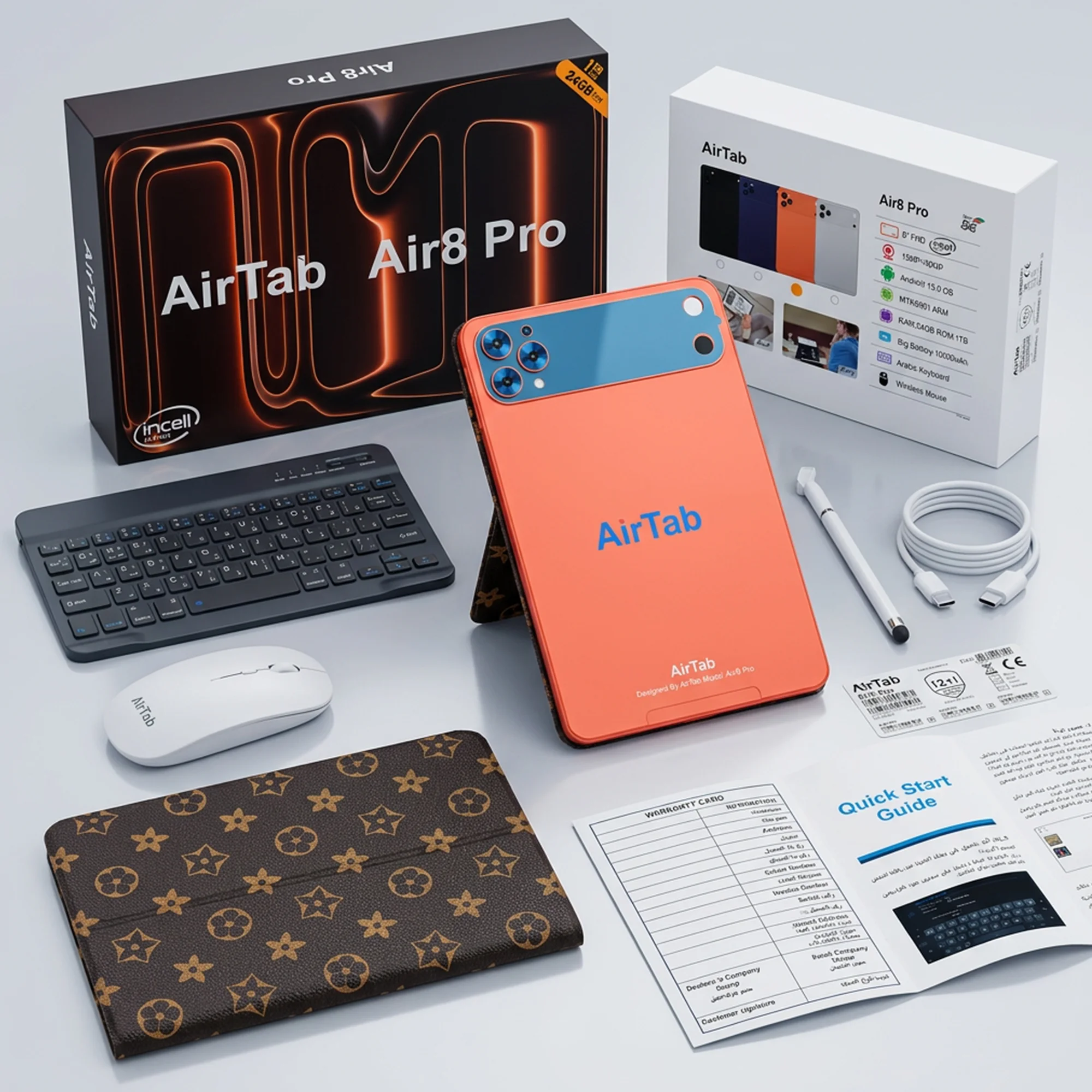 تابلت Airtap Air 8 pro (بضمان عام ) + كيبورد و ماوس بلوتوث