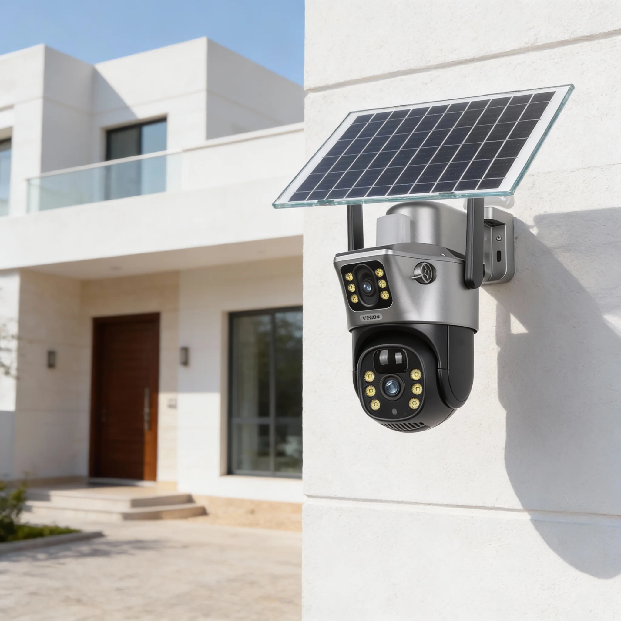 كاميرا بالطاقة الشمسية عدسة مزدوجة العدسة ( ضمان 6 اشهر )