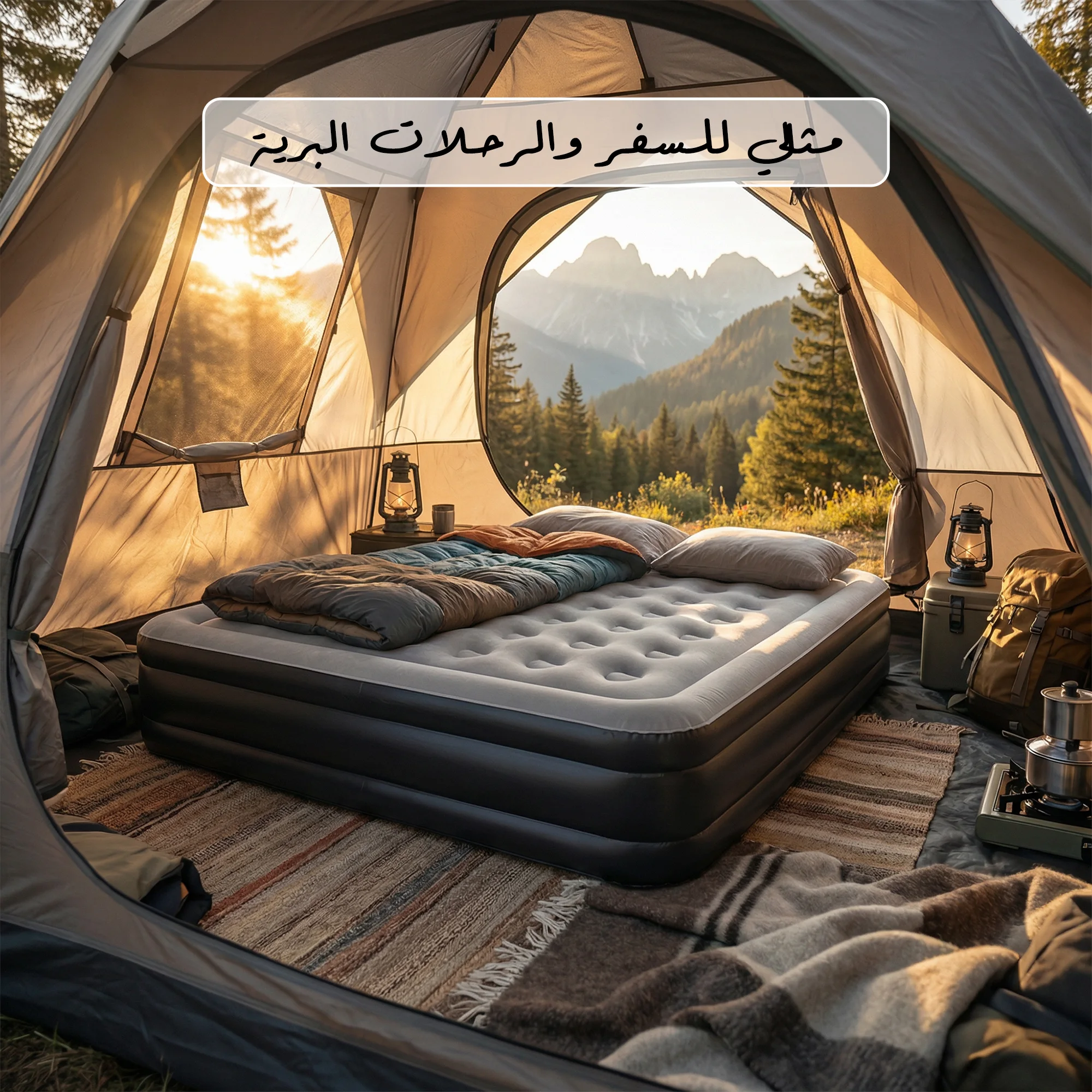 سرير ومرتبة اوتوماتيكي قابل للنفخ هوائي فاخر للمنزل والتخييم
