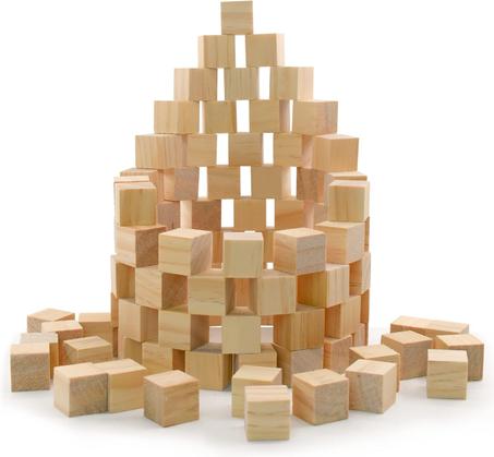 مكعبات خشبية لبناء المنازل أو الأشكال