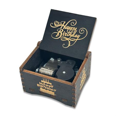 🧡 صندوق موسيقى خشبي يدوي بنغمة "عيد ميلاد سعيد" – هدية ساحرة من القلب 🎶