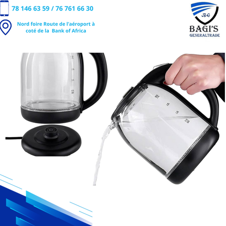 Bouilloire électrique RAF en verre avec socle 1.8 L