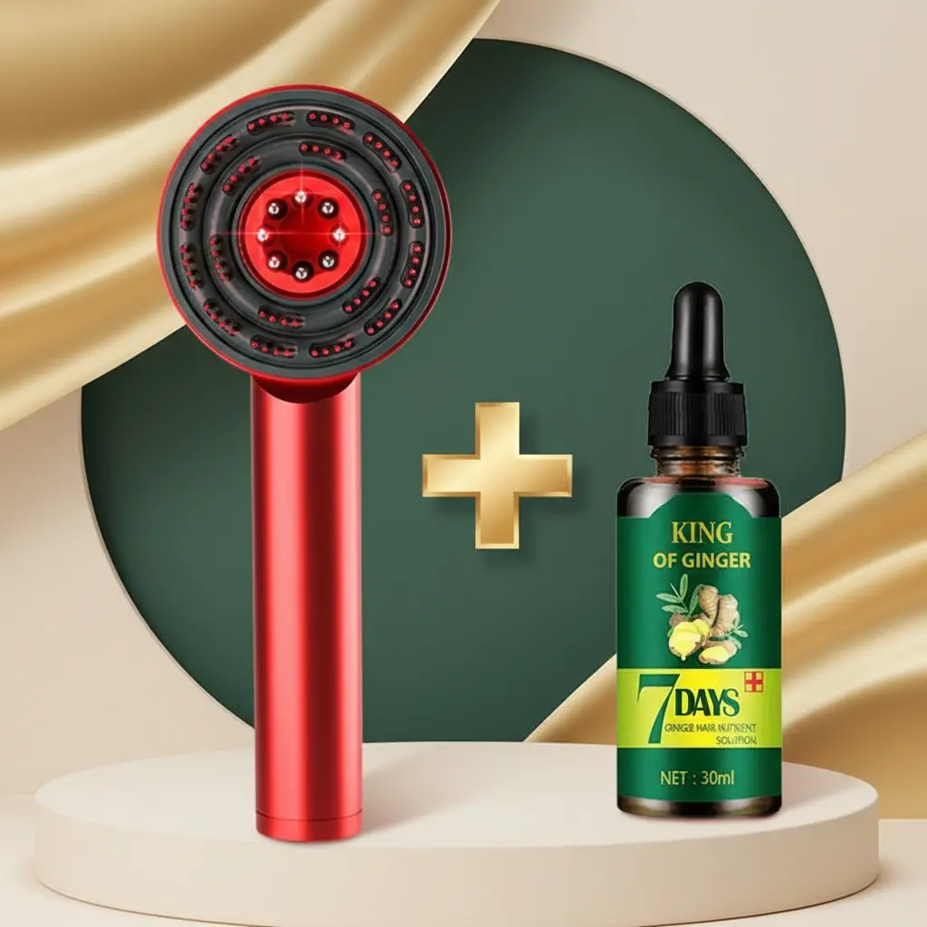 جهاز + زيت الزنجبيل لتحفيز نمو الشعر و وقف تساقطه
