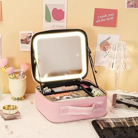 💄✨ Trousse de Maquillage de Voyage avec Miroir LED