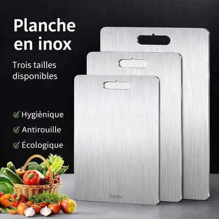 🔪 PURINOX™ / Planche à Découper Inox Anti-Odeurs & Anti-Bactéries