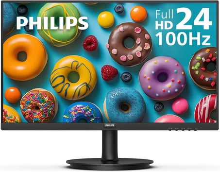 Philips Nuevo Monitor Full HD (1920 x 1080) de 24 pulgadas sin marco, 100Hz, VESA, HDMI x1, Puerto VGA x1, Cuidado de los ojos, Garantía de reemplazo anticipado de 4 años, 241V8LB, Negro