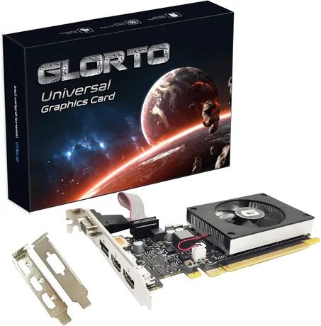 Glorto Tarjeta gráfica GeForce GT 730 4G de perfil bajo, 2X HDMI, DP, VGA, DDR3, PCI Express 2.0 x8, GPU de nivel básico para PC, SFF y HTPC, compatible con Windows 11