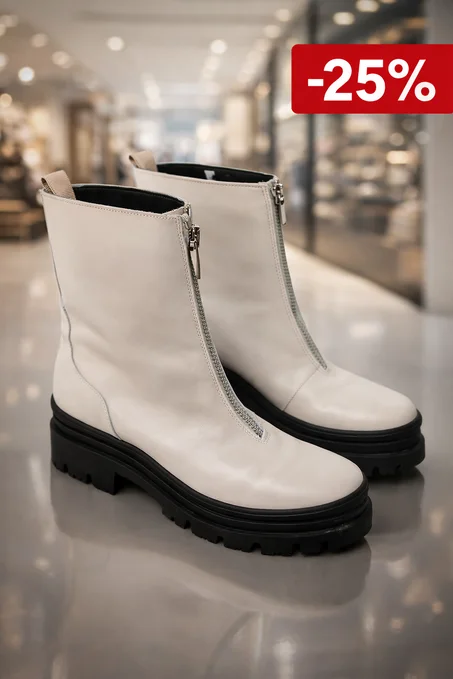 حذاء بوت نسائي عصري بسحاب أمامي – تصميم أنيق ونعل رياضي مريح