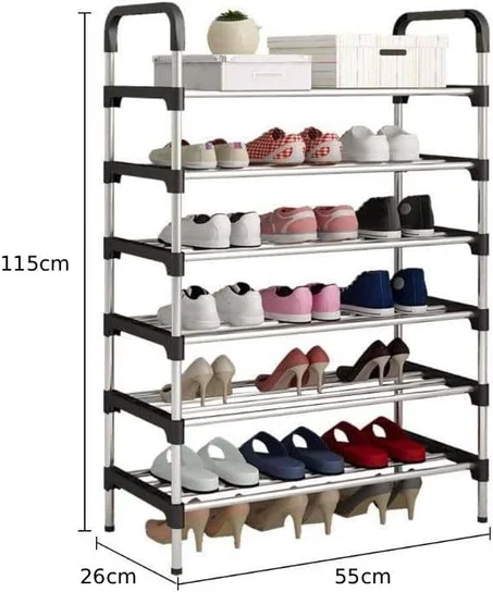 رف تخزين الأحذية متعدد الطبقات – منظم أحذية بـ 6 مستويات