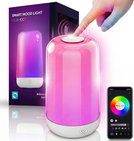 مصباح طاولة ذكي LED متعدد الألوان قابل للشحن باللمس – إضاءة ليلية مع 7 ألوان