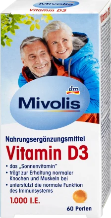 Perles de vitamine D3 1000 UI 60 pièces, 60 pièces