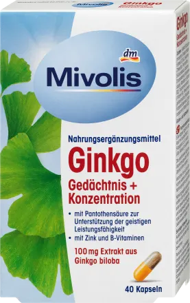 Ginkgo mémoire + capsules de concentration, 40 pièces, 20 g