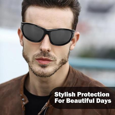 نظارات شمسية مستقطبة للرجال والنساء، حماية من الأشعة فوق البنفسجية 400، نظارات شمسية كلاسيكية سوداء خفيفة الوزن للغاية لركوب الدراجات والقيادة والجري والصيد (أسود)