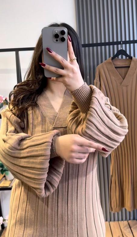 🌸 فستان شتوي أنيق ومريح يناسب كل الإطلالات!كسوة خيط مقاس موحد مخدومة بخيط تركيا