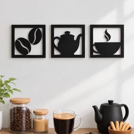 3 Tableaux café en bois