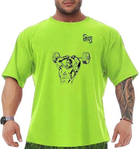 تيشيرت رياضي كبير الحجم للرجال لكمال الأجسام، مثالي لجميع الأنشطة الرياضية وكمال الأجسام لصالة الألعاب الرياضية ورفع الأثقال من الكوتش
