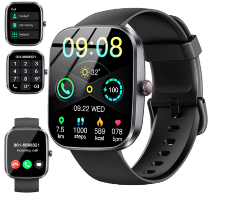 Montre Connectée Homme Femme avec Appel Bluetooth, 1.91" HD Smartwatch avec 110+ Modes Sportifs, Etanche IP68 Montre Sport avec Cardiofrequencemetre/Moniteur de Sommeil/Podometre pour Android