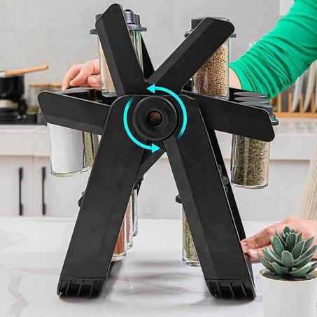 منظم التوابل الدوار + (18 زجاجة)