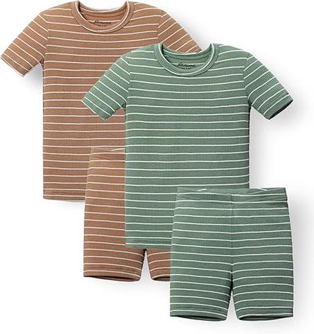 AVAUMA Conjunto de pijama con patrón de rayas para bebés, niños y niñas, ajuste ceñido, ropa de dormir acanalada para el estilo de la vida diaria