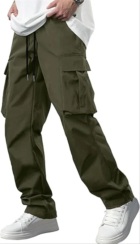 Comdecevis - Pantalones deportivos tácticos tipo cargo casuales, elásticos, con cordón y múltiples bolsillos para entrenamiento, senderismo; para hombre