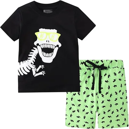 Ropa para niños pequeños, conjuntos de camisa y pantalones cortos de verano, tallas 2-7
