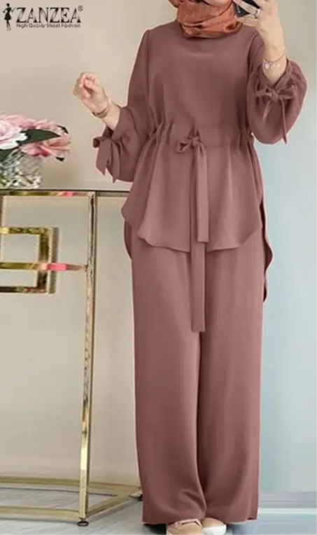 زانزيا-أطقم نسائية من زانزيا-بنطلون أولمبي بأكمام طويلة وأزياء أنيقة وبدلة رياضية غير رسمية وقفطان أحادي اللون ومطابقة Y في المستند، 2023