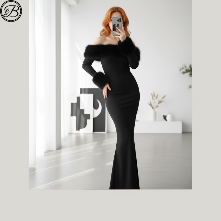 Black Majesty Fur Dress