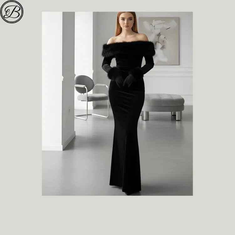 Royal Black Velvet Dress