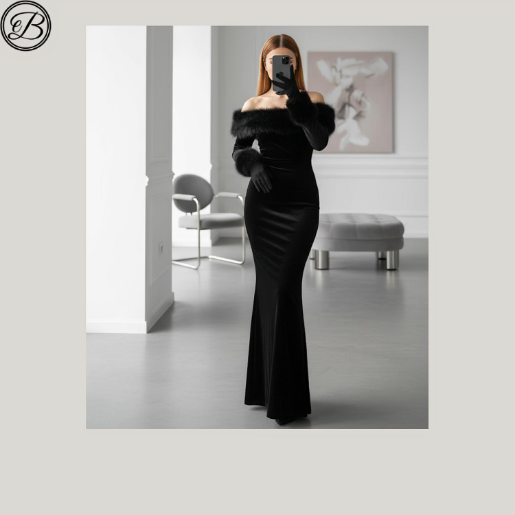Black Royal Velvet Dress