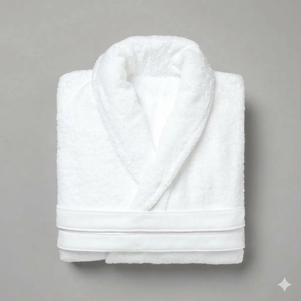 Peignoir coton bouclette col châle