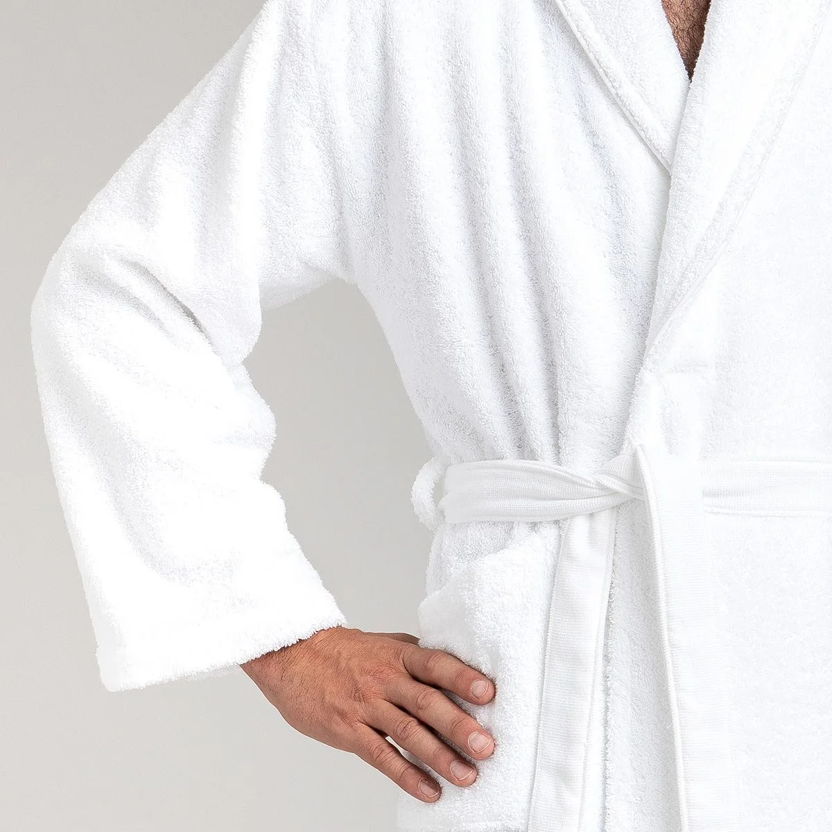 Peignoir coton bouclette col châle