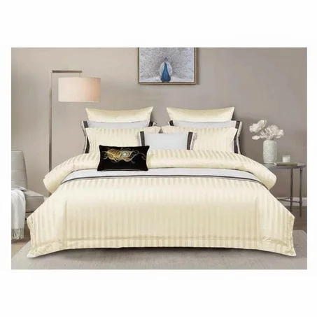 Parures de lit en satin de coton rayé de luxe