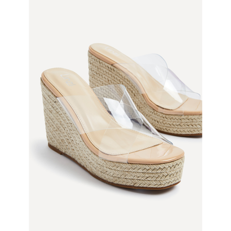Nude Perspex Crossover Rope Wedge