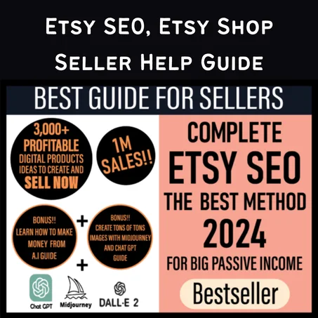 About Etsy SEO, Etsy Shop Seller Help Guide Graphic