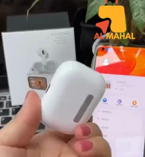 سماعات أذن لاسلكية مع شاشة على علبة الشحن