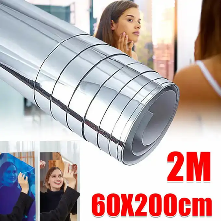 Film Miroir Auto-Adhésif pour Fenêtre, Autocollants Muraux Miroir pour la Décoration de la Maison, Surface Miroir, Chambre Art