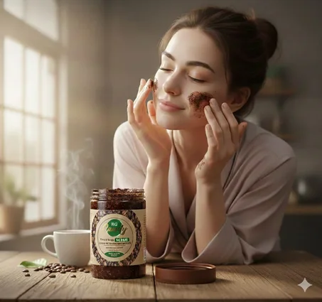 مسك مقشر  الوجه والجسم القهوه مع السكر