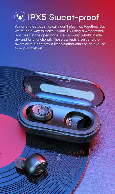 Anomoibuds Earphone Bluetooth Headphones TWS Wireless Earbuds V5.0 Bluetooth Sport Entertainment Earphones With ENC Microphones
