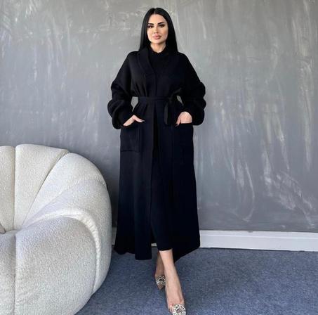 طقم قطني أنيق بقطعتين – فستان وسترة طويلة