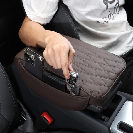 وسادة مبطنة ذات جودة عالية لوحدة التحكم المركزية ومسند الذراع في السيارة، مقاومة للماء ومصنوعة من الجلد - تناسب جميع أنواع السيارات