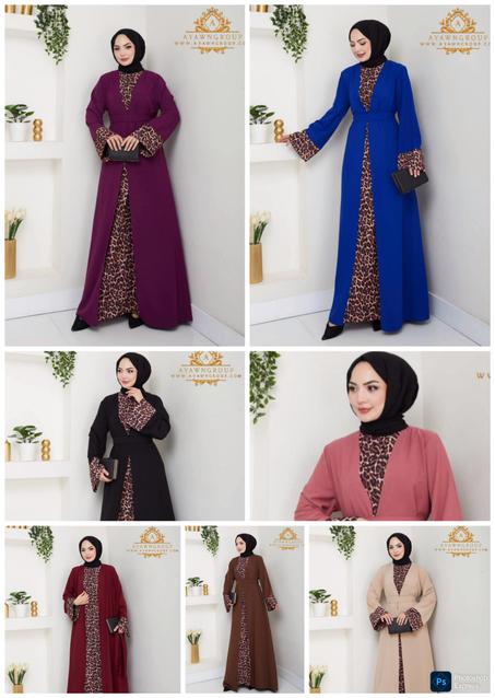 عباية  (2 قطع) قماش كريب ملكي