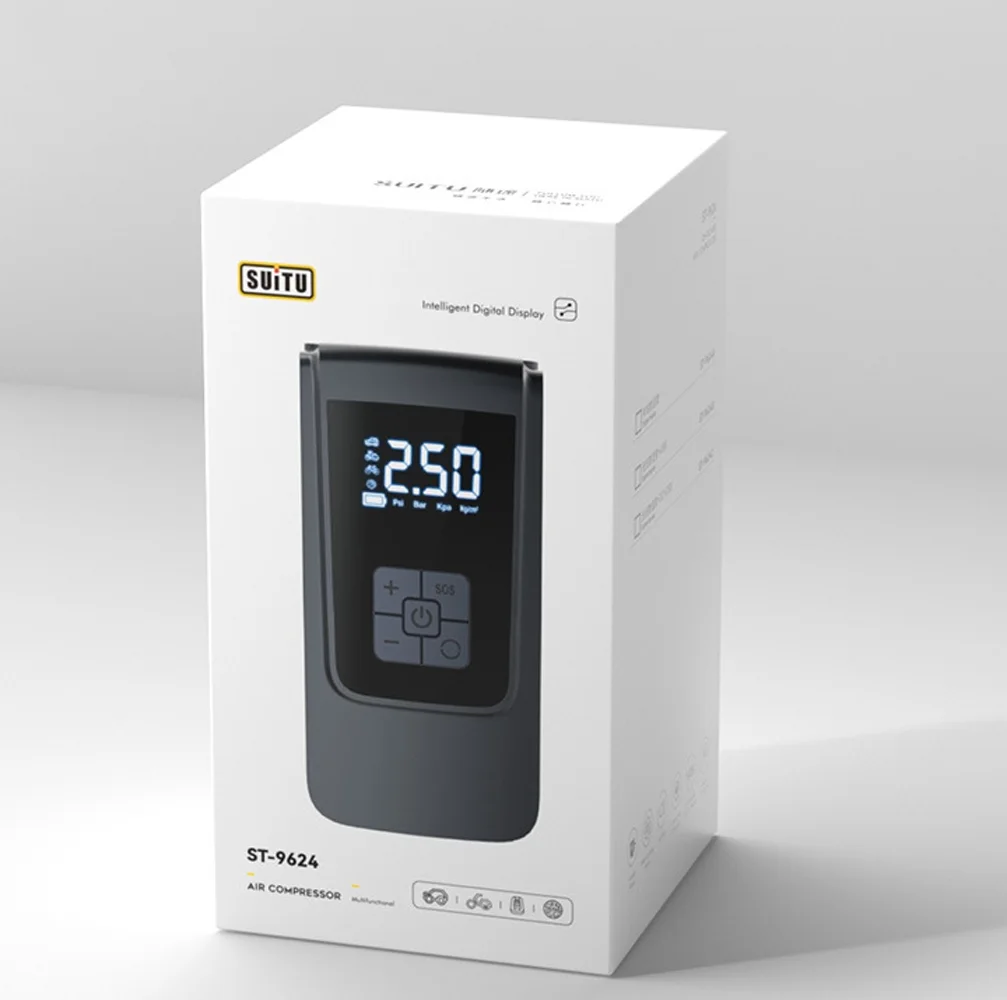 Gonfleur d'air portable de pneus avec manomètre 150PSI, écran LED Flash, rechargeable