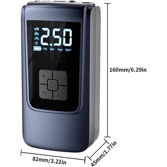 Gonfleur d'air portable de pneus avec manomètre 150PSI, écran LED Flash, rechargeable