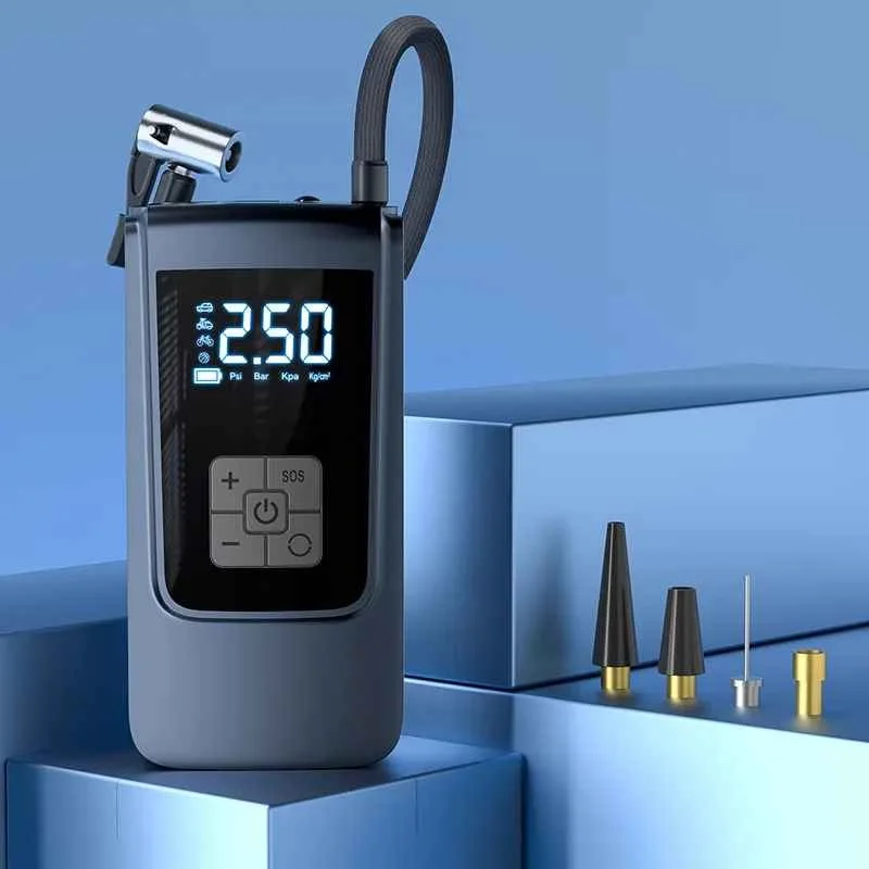Gonfleur d'air portable de pneus avec manomètre 150PSI, écran LED Flash, rechargeable