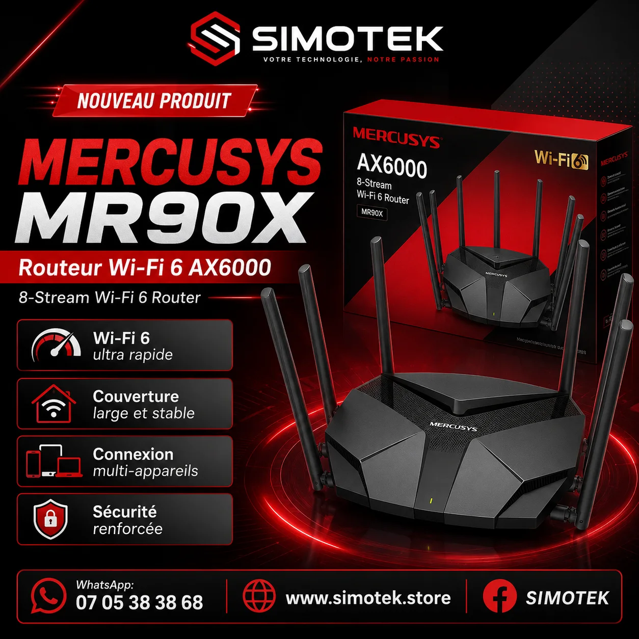 MR90X Routeur WiFi 6 AX6000 8 flux