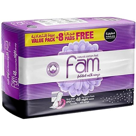 فام عبوة اقتصادية مطوية بالأجنحة ليلي 48 قطعة