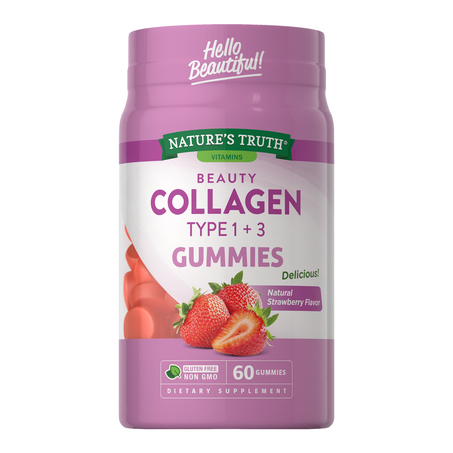 نيتشرز تروث بيوتي كولاجين 1 و3 60 قطعة حلوي بالفراولة
