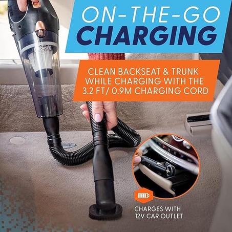 مكنسة كهربائية لاسلكية للسيارة من ثيسووركس - مكنسة صغيرة محمولة باليد مع بطارية قابلة لاعادة الشحن و3 ملحقات - مكنسة كهربائية عالية الطاقة مع محرك 60 واط