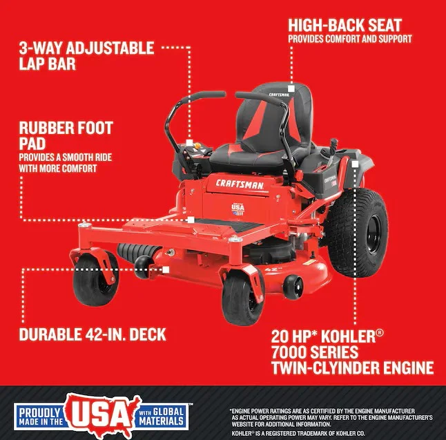 CRAFTSMAN Z5200 42-in 20 -HP V-twin Gas Zero-turn Riding Lawn Mower