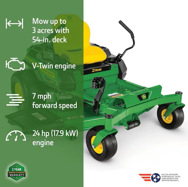 John Deere Z325E ZTrak 54-in 24 -HP V-twin Gas Zero-turn Riding Lawn Mower